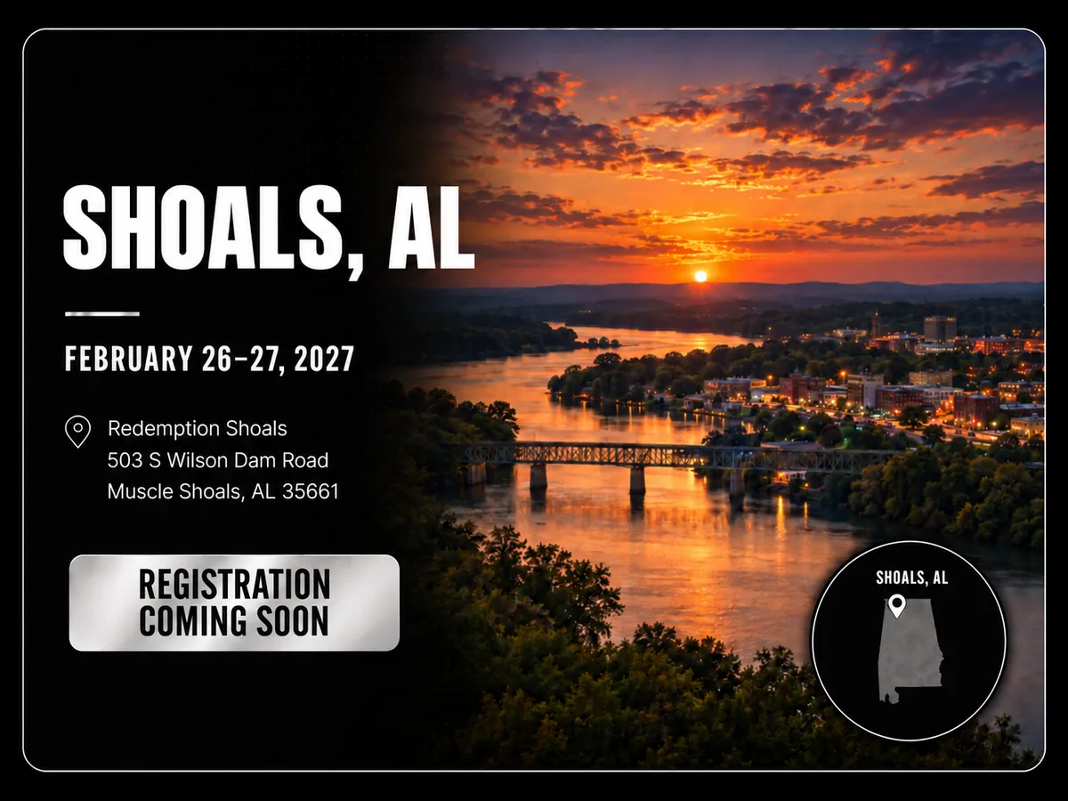 Shoals, AL - February 26-27, 2027 - Redemption Shoals, 503 S Wilson Dam Road, Muscle Shoals, AL 35661 - Registration Coming Soon